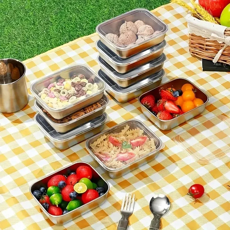 5-Piece Stainless Steel Food Storage Containers - Stackable Meal Prep Boxes for Kitchen, Fridge, Lunch & Travel