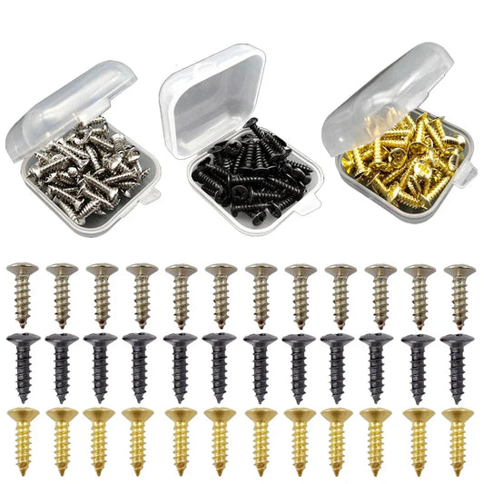 Electric Guitar Bass Pickguard Screws - 3x12mm Protective Plate Rear Cover Screws with Storage Box