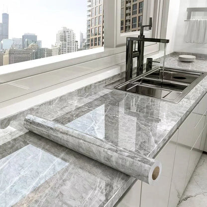 40cm PVC Marble Wall Sticker - Waterproof Oil-Resistant Self-Adhesive Kitchen Decor