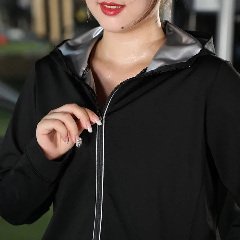Women's Plus Size Sauna Suit — Gym Clothing Set for Weight Loss, Sweating & Slimming Activewear Tracksuit
