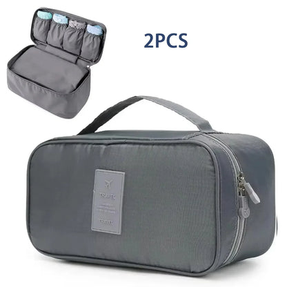 Portable Travel Organizer Bag - Multi-Function Bra Underwear Storage Case and Cosmetic Toiletry Pouch for Outdoor Trips
