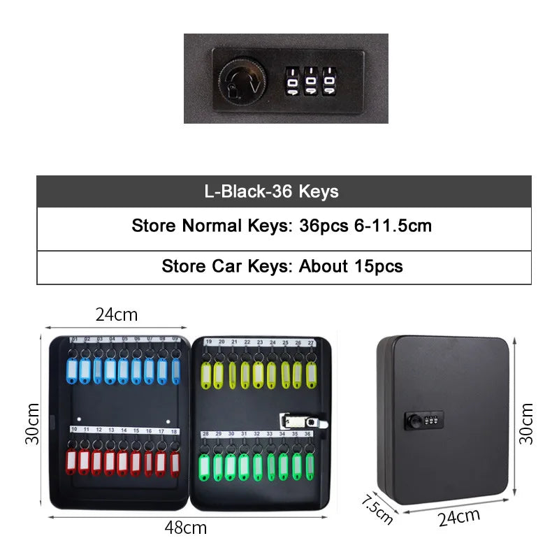 Password Key Lock Box — Multi-Key Safe Organizer for Home, Office, Car, and Factory Use