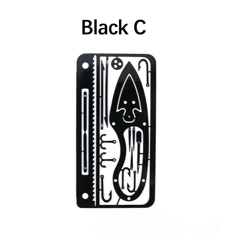 1/4PCS PSKOOK Survival Fishing Hook Card - Stainless Steel Multifunction Tool Card for Camping, Fishing & Outdoor Adventures