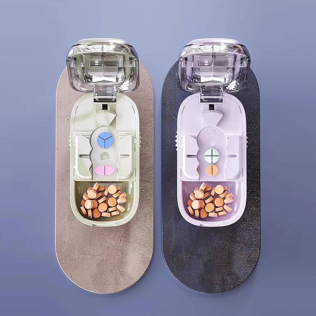 Portable Pill Splitter - Precise Pill Cutter for Even Halves, Thirds & Quarters