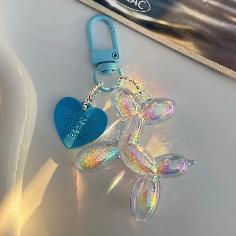 Jelly Balloon Dog Keychain - Cute Cartoon Dog Pendant Key Ring Gift for Unisex