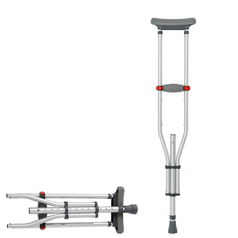Aluminum Alloy Detachable Foldable Underarm Crutches — Armpit Walking Stick Mobility Aid for Elderly & Disabled