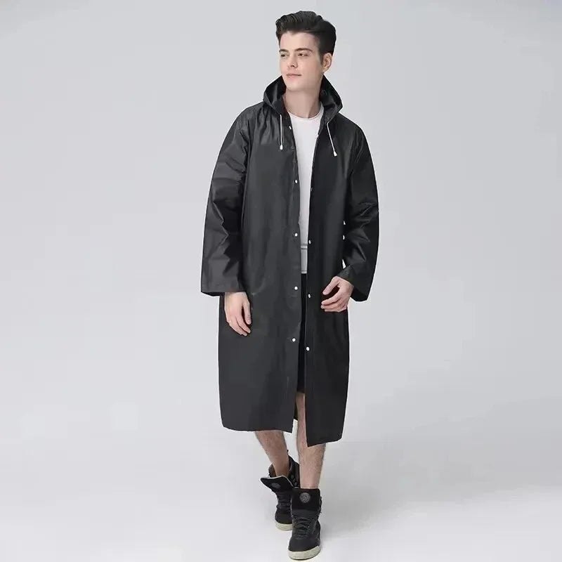 Waterproof EVA Hooded Raincoat for Adults – Thickened Outdoor Rainwear for Men & Women, Full Body Cover Poncho Jacket