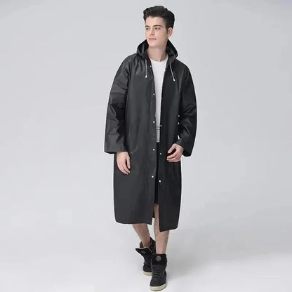 Waterproof EVA Hooded Raincoat for Adults – Thickened Outdoor Rainwear for Men & Women, Full Body Cover Poncho Jacket