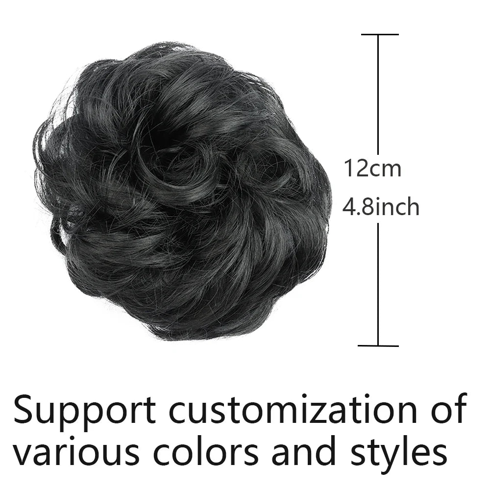 Synthetic Wavy Hair Bun Wig – Elastic Rubber Scrunchie Curly Ponytail Hair Extension for Ladies