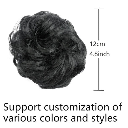 Synthetic Wavy Hair Bun Wig – Elastic Rubber Scrunchie Curly Ponytail Hair Extension for Ladies