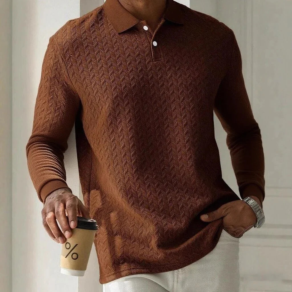 Men’s Long Sleeve Polo Shirt - High Quality Business Casual T-Shirt for Office and Fashion Style