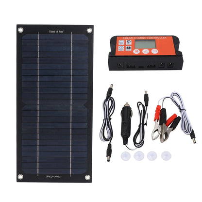 600W Portable Solar Panel Kit - Monocrystalline Solar Charger with 100A Charge Controller for Car & Ship Charging