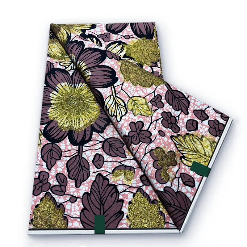 Grand African Glitter Wax Fabric - 6 Yards Soft Cotton Ankara Print Material for Nigerian Clothing