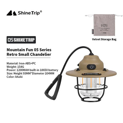 ShineTrip Outdoor Vintage Pendant Light - Portable Rechargeable Camping Ambient Light for Tents