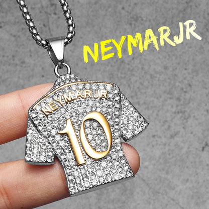 Messi, Ronaldo, Mbappé Football Jersey Necklace – Stainless Steel Dumbbell Pendant Chain for Men, Punk Gym Style