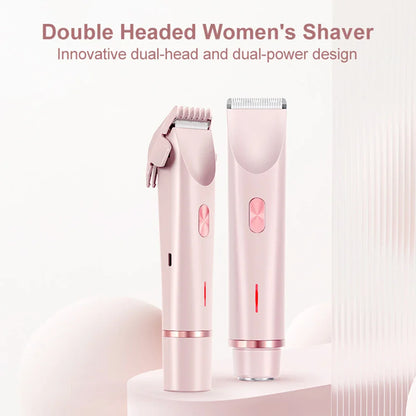 Women’s 2-in-1 Electric Razor – Dual-Head Painless Wet & Dry Bikini Trimmer with Detachable Head Shaver