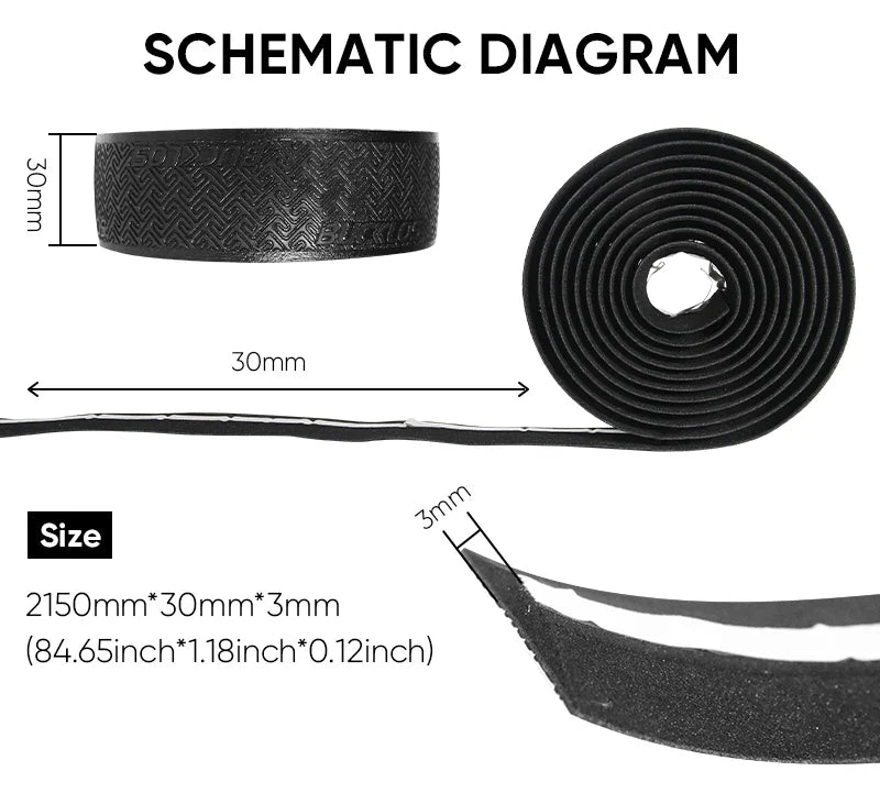 BUCKLOS Road Bike Handlebar Tape – PU Shock-Absorbing Anti-Slip Wrap with Bar End Plugs for Cycling