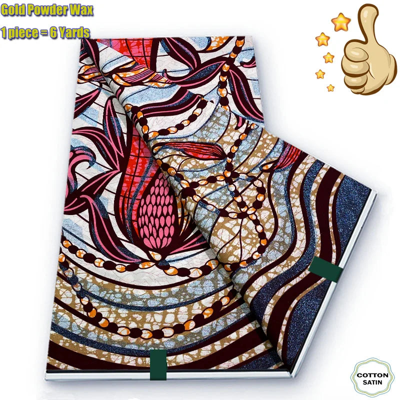 2026 African Grand Golden Wax Fabric - Soft Pink Flash Gold Ankara Batik Pagne