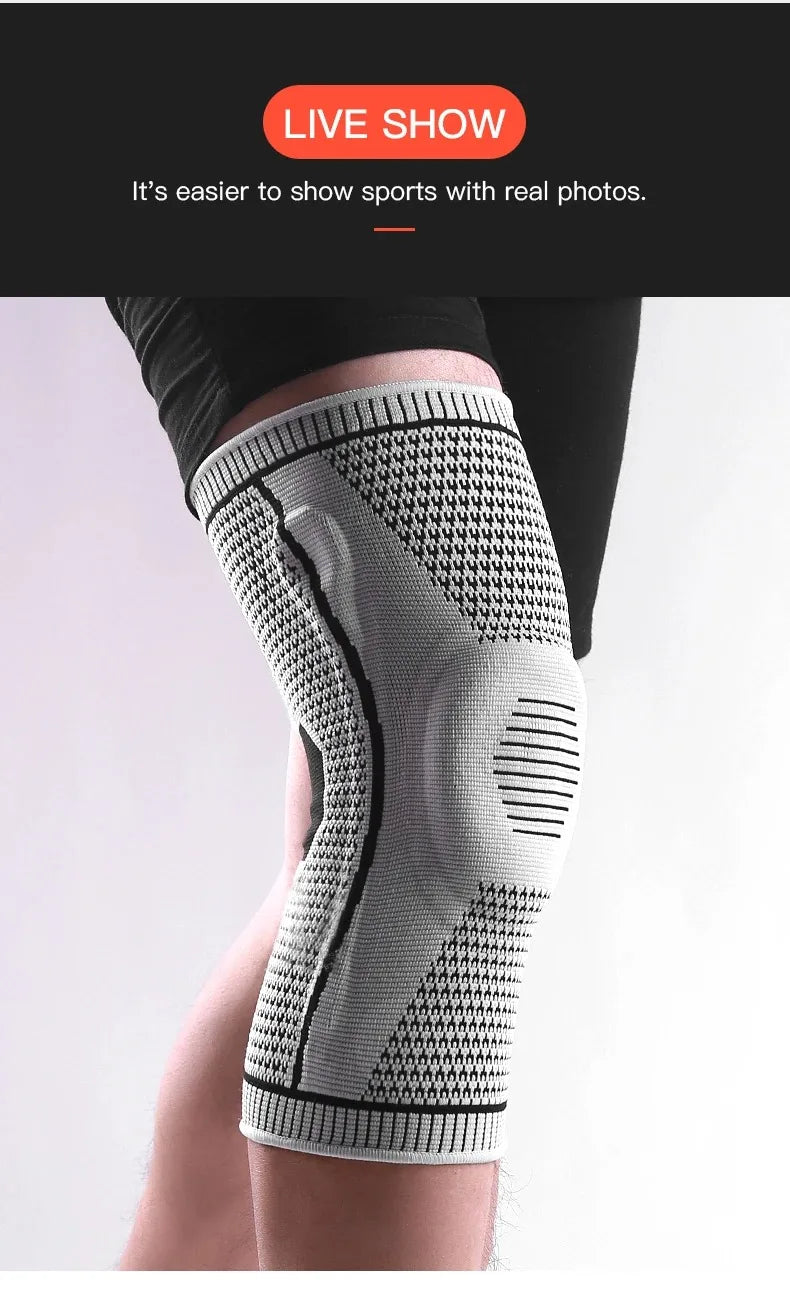 Silicone Knee Pads Strap – Patella & Meniscus Support Compression Brace for Running and Sports