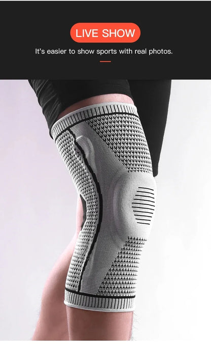 Silicone Knee Pads Strap – Patella & Meniscus Support Compression Brace for Running and Sports
