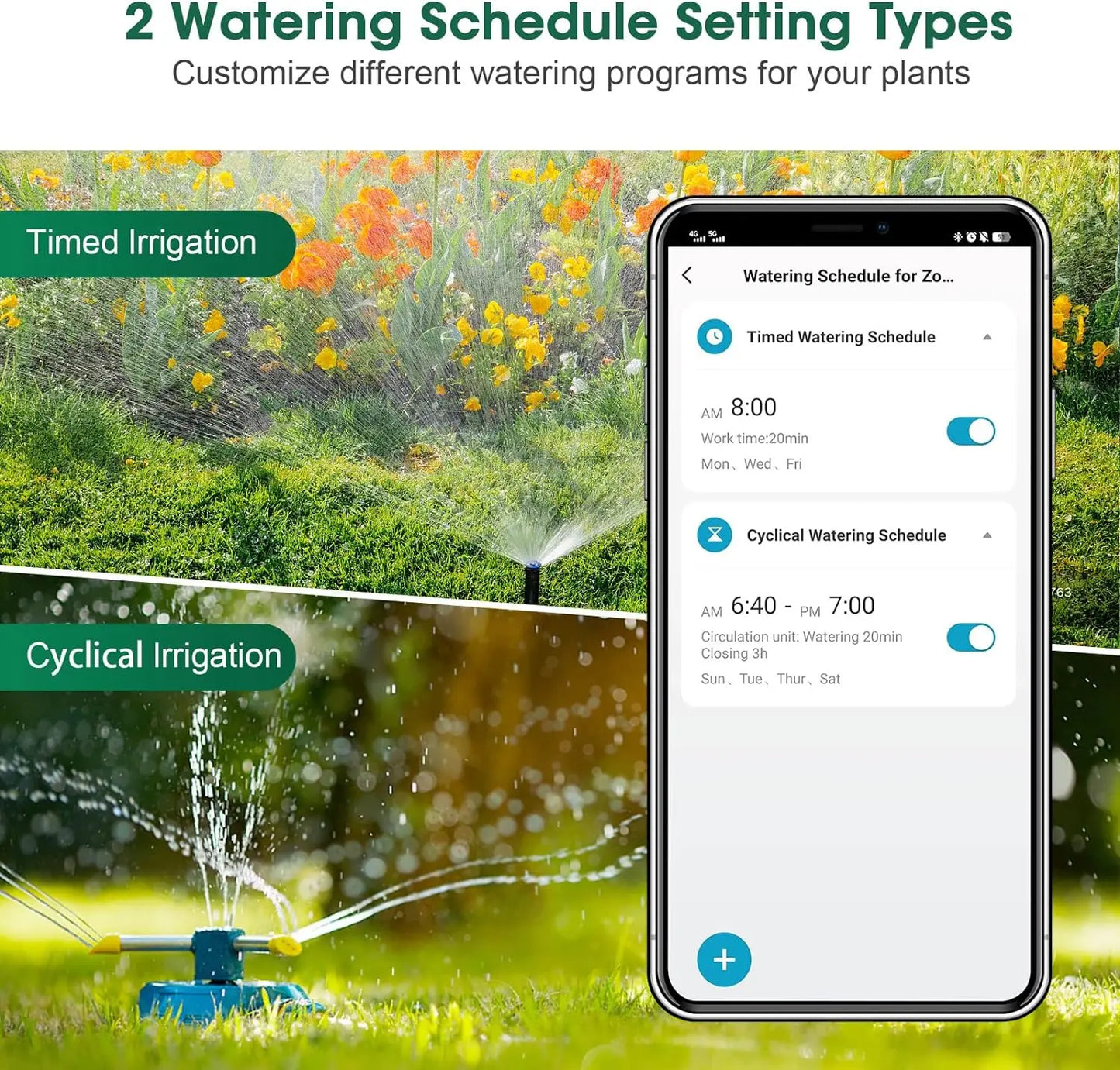 Zigbee/WiFi Automatic Water Timer – Dual Hose Garden Irrigation System, Sprinkler Programmer, Alexa Support