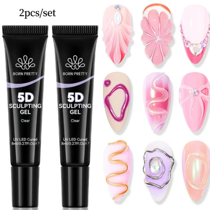BORN PRETTY 30ML Nail Rhinestone & Gem Glue Gel – 3D Sculpting Adhesive for Nail Art, Flower Carving & DIY Decoration