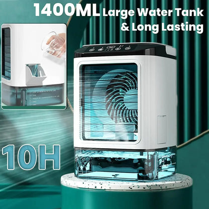 Portable Air Conditioner Fan - Dual Spray Ultrasonic Air Cooler with 3-Speed Quiet Cooling & Night Light