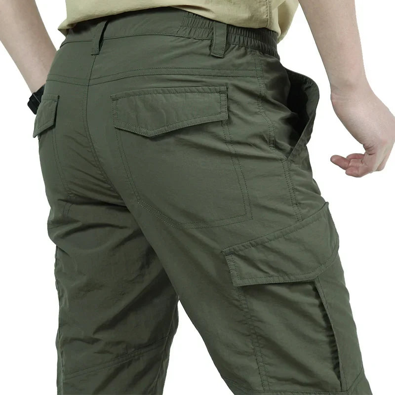 Men's Summer Tactical Cargo Pants - Lightweight Waterproof Multi-Pocket Outdoor Hiking Trousers
