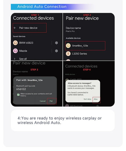 2025 Wireless Android Auto Adapter — Wired to Wireless CarPlay Smart Box with USB Plug & Play, WiFi Auto Connection & Online Upgrade