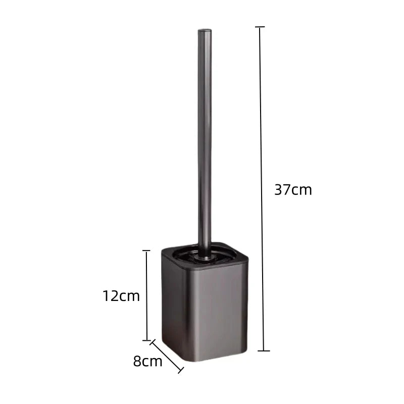Luxury Metal Toilet Brush - Wall Mounted Holder with No Dead Angle Cleaning Tool for Modern Bathroom
