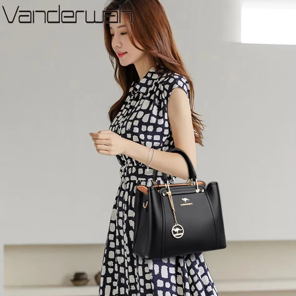 Luxury Women’s Leather Handbag – Large Capacity Shoulder & Crossbody Designer Bag
