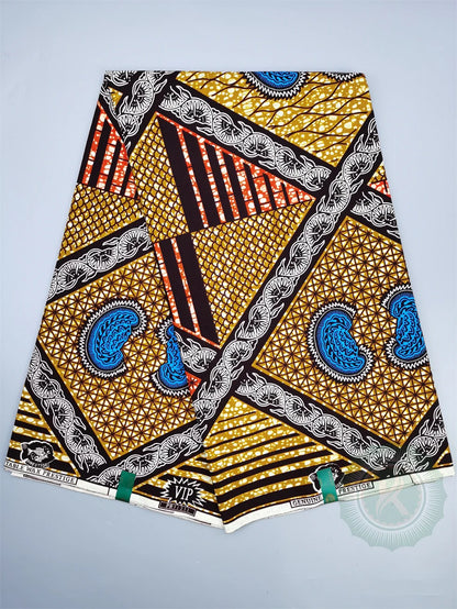 Guaranteed Original African Wax Fabric - 100% Cotton Real Ankara Print 6 Yards for Wedding Dresses & Sewing