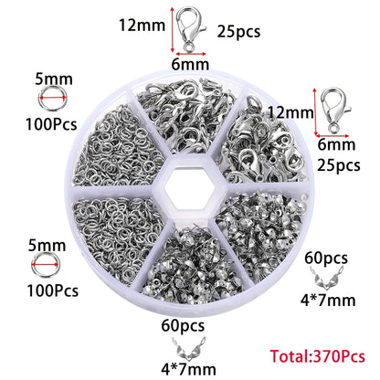210-400Pcs Jewelry Making Kit - Lobster Clasps Jump Rings Crimp Beads Findings for DIY Bracelets & Necklaces