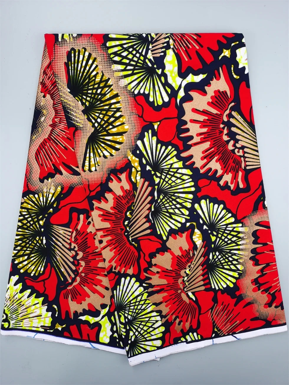 Grand African Wax Glitter Glam Fabric - 100% Cotton Ankara Batik Gold Print Pagne for Party Dresses & Sewing