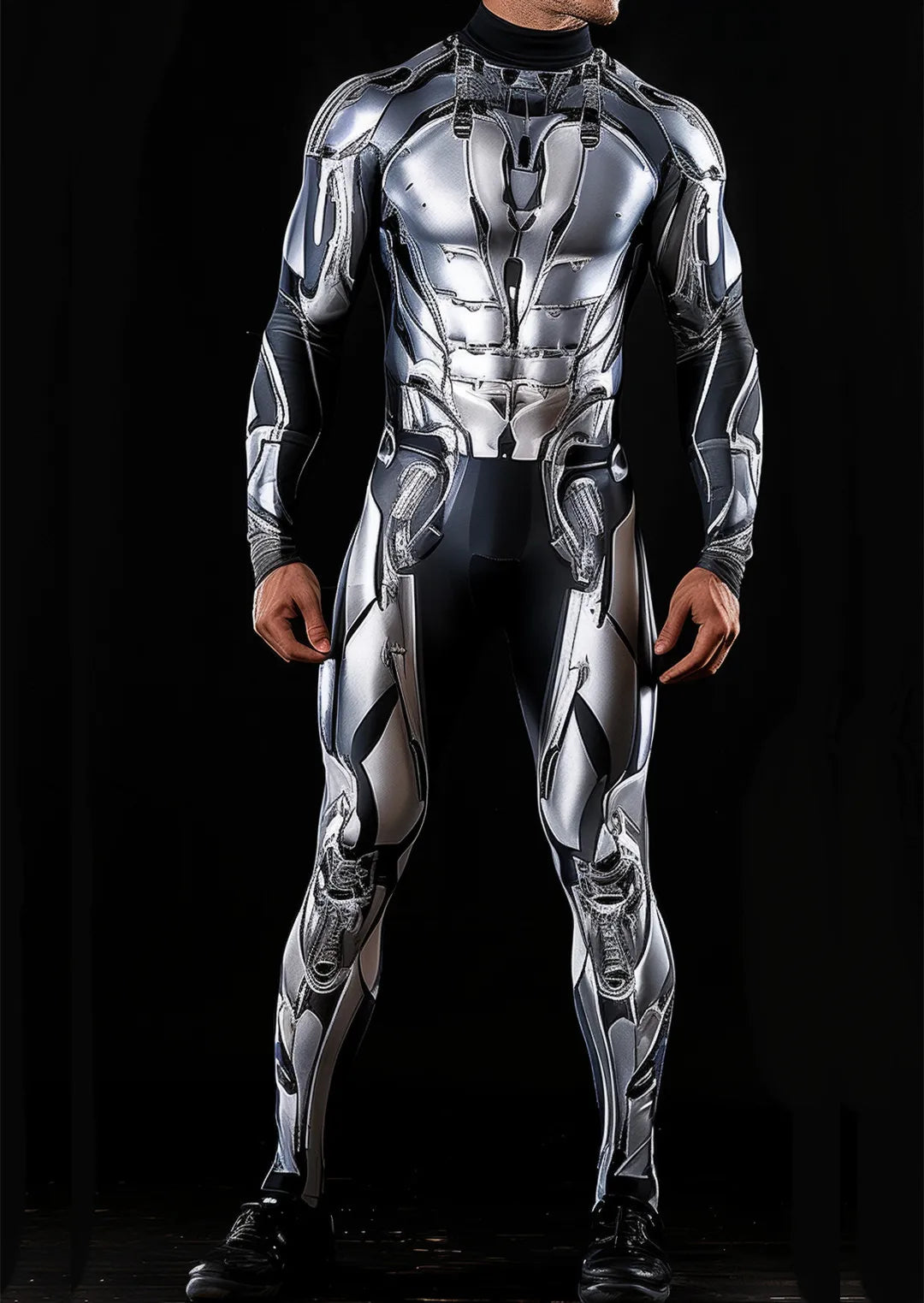 Cyberpunk Mechanical Armor Jumpsuit - Futuristic Steampunk Fighter Cosplay Bodysuit for Halloween & Costume Parties
