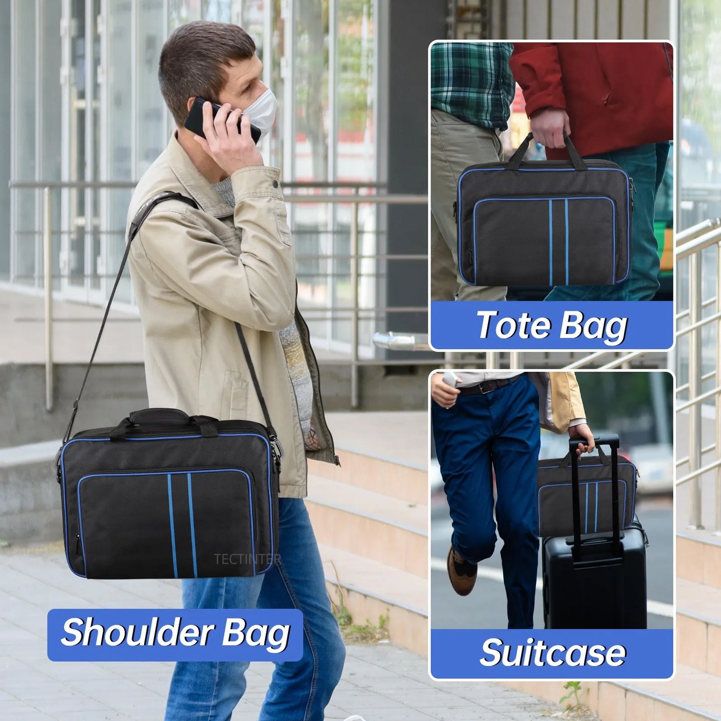 PS5 Travel Carrying Case - Protective Shoulder Storage Bag for Sony PlayStation 5, Large Canvas Handbag