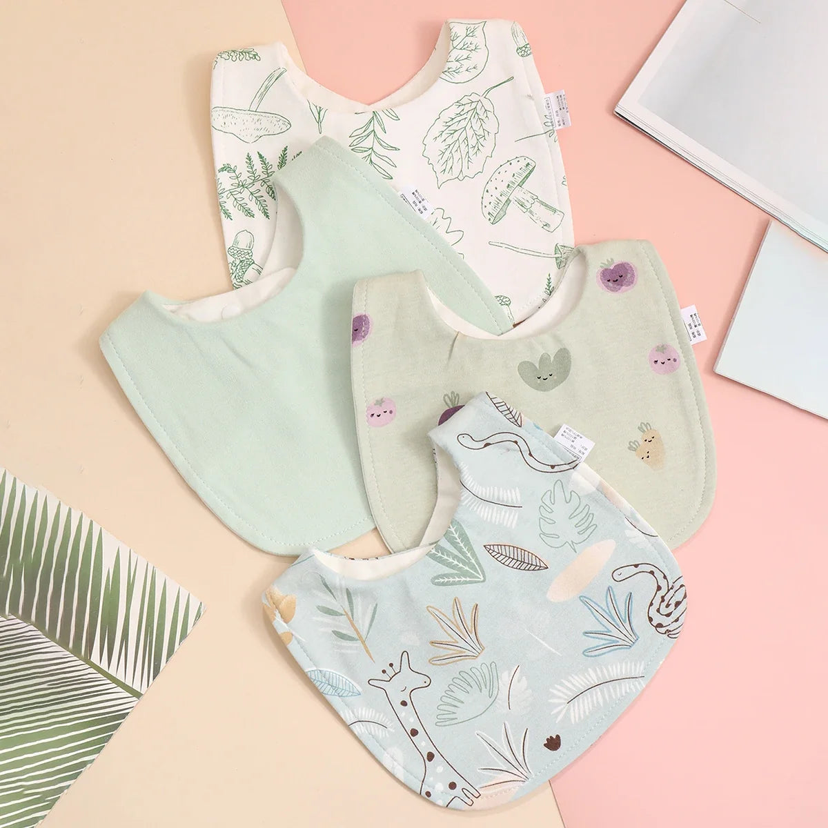 Cotton Baby Bib Set - Adjustable Soft Infant Feeding Bibs Burp Cloths Bandana Scarf for Boys & Girls