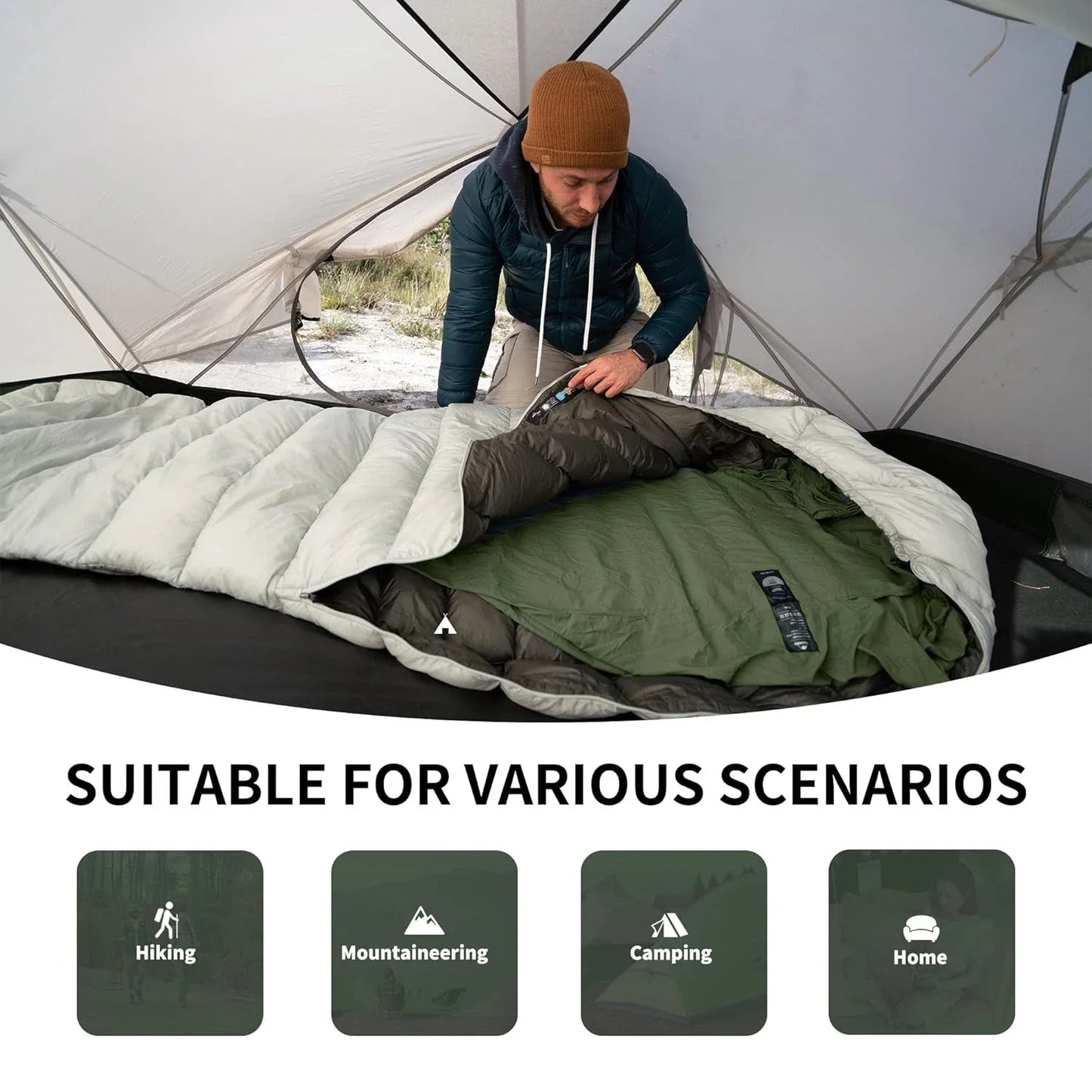 Naturehike Sleeping Bag Liner - 128g Ultralight Travel & Hiking Inner Blanket for Single Sleeping Bags