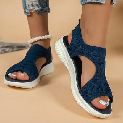 2025 Summer Women’s Casual Sports Sandals – Comfortable Mesh Wedge Beach & Roman Sandals