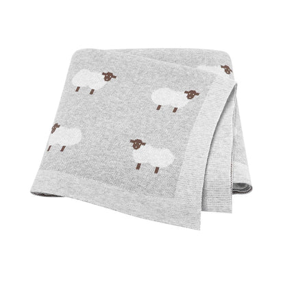 Baby Cotton Knitted Blanket 90x70cm – Newborn Swaddle Wrap for Boys & Girls, Stroller & Nursery Cuddle Quilt