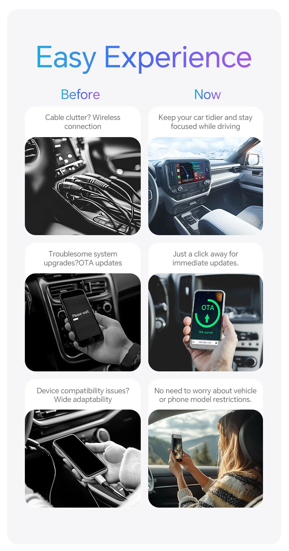 NEW Mini 2 in 1 Wireless CarPlay & Android Auto Adapter – Smart Bluetooth WiFi Dongle, Fast Connect, Plug & Play