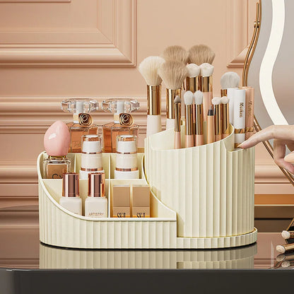 360° Rotating Makeup Organizer - Desktop Cosmetic Storage Display for Lipstick & Brushes