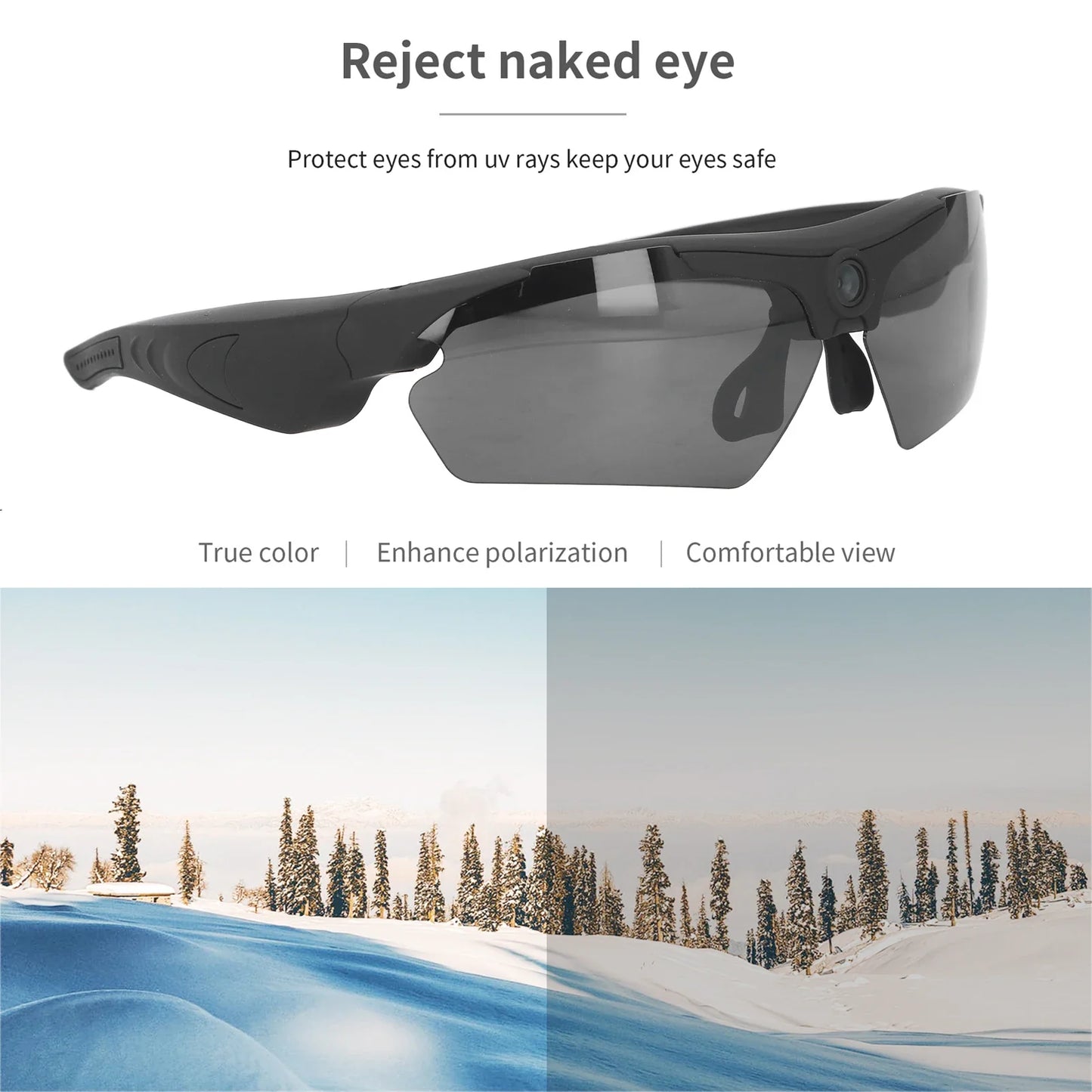 1080P HD Camera Glasses Sunglasses — Video Recording Glasses for Cycling, Driving, Hiking, Fishing & Hunting