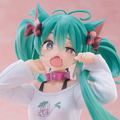 11cm Hatsune Miku Desktop Action Figure – Cute Neko T-Shirt Anime Figurine, Kawaii Girl Model Toy Gift