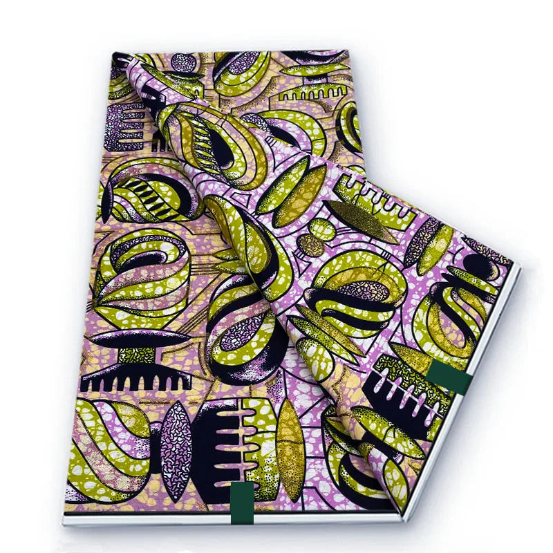2026 African Real Wax Fabric - 100% Cotton Soft Ankara Batik Gold Print