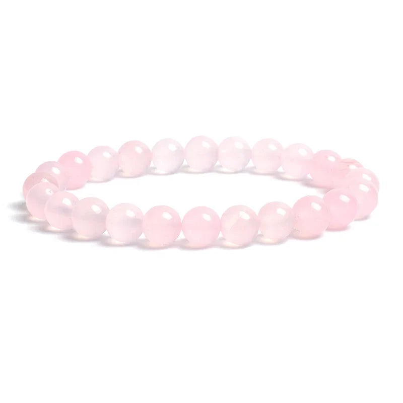 Natural Stone Bead Bracelet - Amethyst Crystal Quartz Aquamarine Jade Agate Elastic Bangle Jewelry for Women & Men