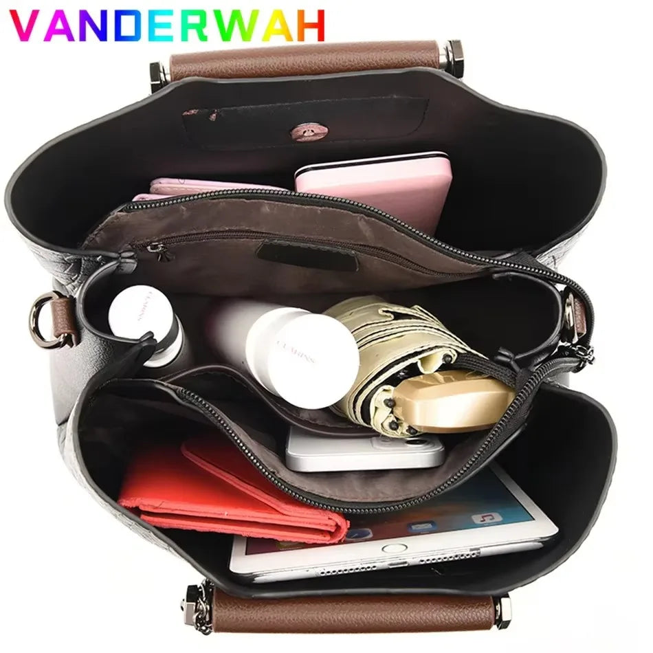 Luxury Women’s Leather Handbag – Large Capacity Shoulder & Crossbody Designer Bag