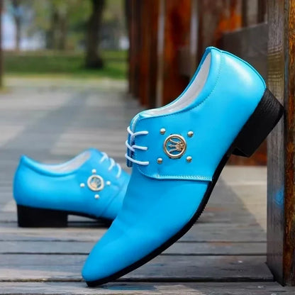 Men’s Italian Leather Dress Shoes - Colorful Business, Party & Wedding Formal Shoes for Summer