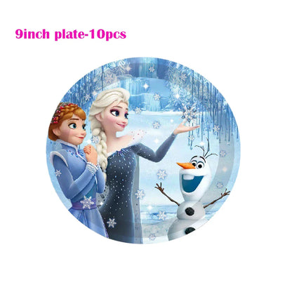 Disney Frozen Happy Birthday Party Disposable Tableware Set - Paper Supplies for 10 Guests, Baby Shower Girl Favor, Event Party Decorations