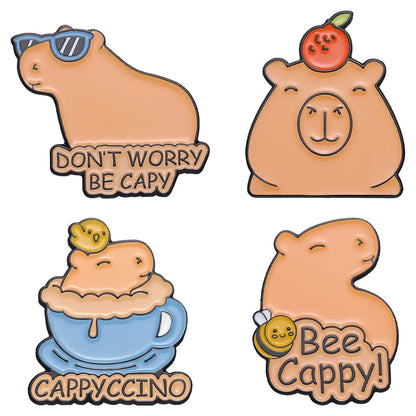 Capybara Hippo Enamel Pin Set - 3-6PCS Cute Cartoon Animal Brooch Lapel Badges for Gifts, Accessories & Collectors